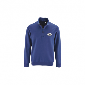 Sweatshirt-korte zip-kon.Blauw