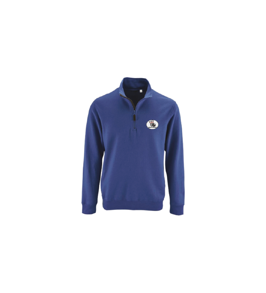 Sweatshirt-korte zip-kon.Blauw