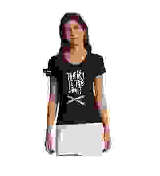 Kjell&Yane t-shirt-women v neck-zwart -The Fry is the Limit