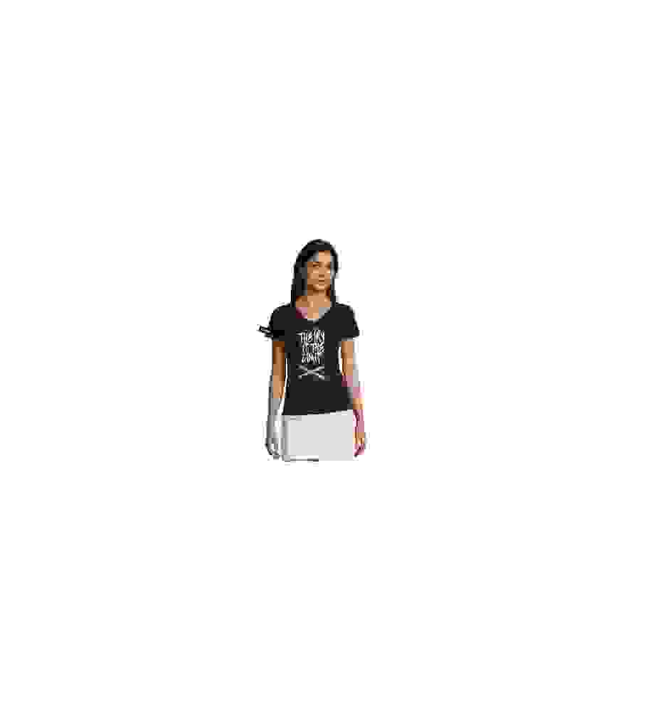 Kjell&Yane t-shirt-women v neck-navy -The Fry is the Limit