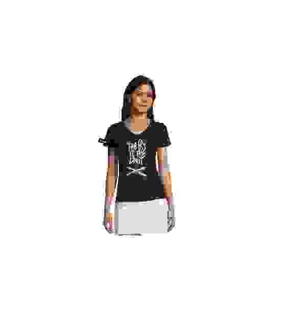 Kjell&Yane t-shirt-women v neck-navy -The Fry is the Limit