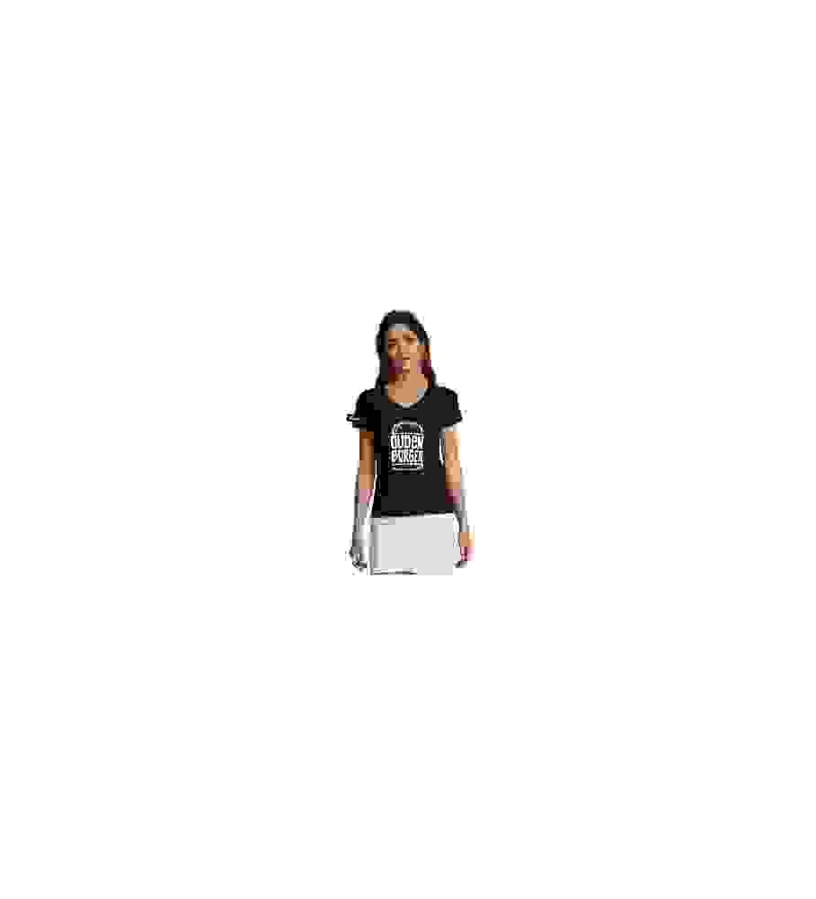 Yane&Kjell t-shirt-women v neck-zwart -Oudenburger