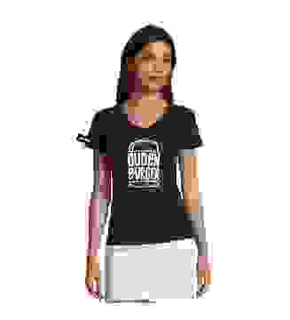Yane&Kjell t-shirt-women v neck-navy -Oudenburger