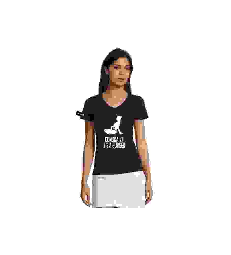 Yane&Kjell t-shirt-women v neck-navy -Congratulations