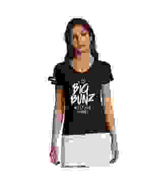 Yane&Kjell t-shirt-women v neck-zwart -Big Bunz