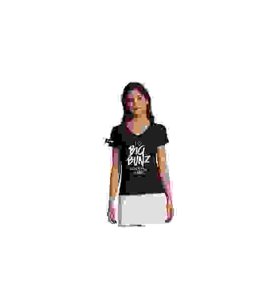 Yane&Kjell t-shirt-women v neck-zwart -Big Bunz