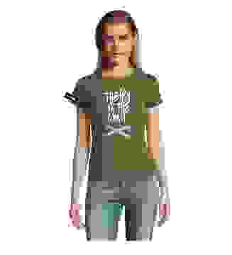 Yane&Kjell t-shirt-women round neck-green-The fry is the limit