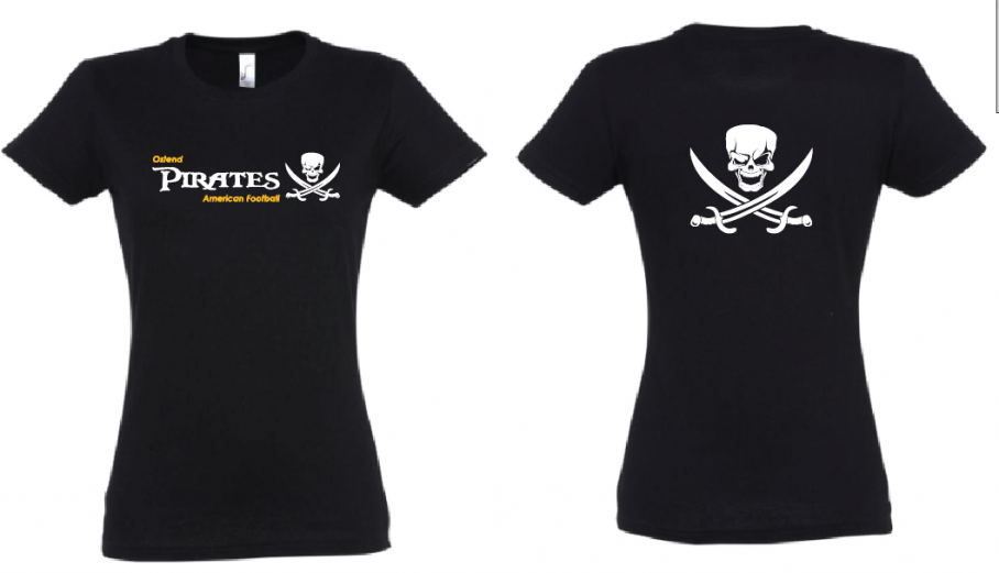 Ostend Pirates - t-shirt 190gr DAMES - zwart