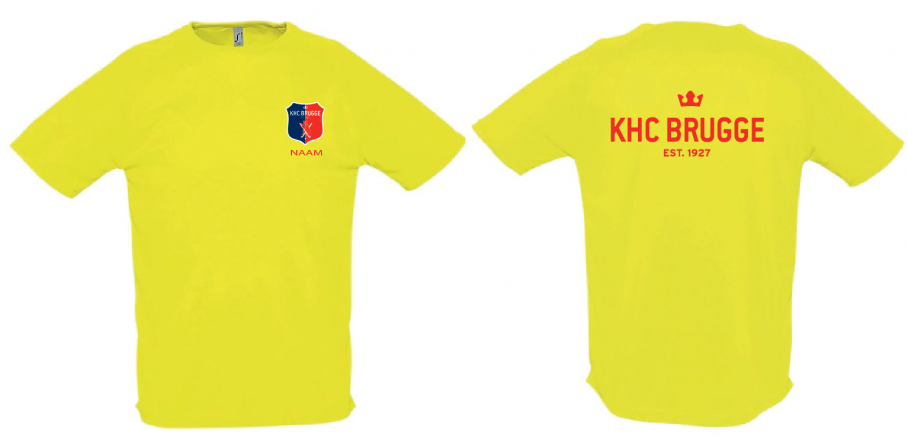 KHCB T-shirt heren/kids- fluo geel - dry fit